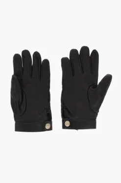 Guanti In Pelle ICON Con Bottone e Dettaglio in Metallo>Dsquared2 New