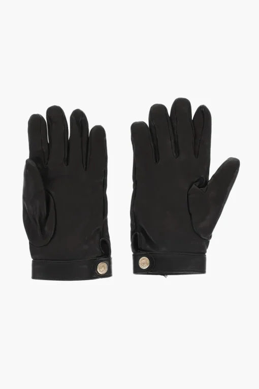 Guanti In Pelle ICON Con Bottone e Dettaglio in Metallo>Dsquared2 New
