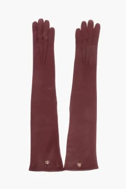 Clearance Guanti Opera in Pelle a Tinta Unita con Dettaglio Dorato Donna Guanti