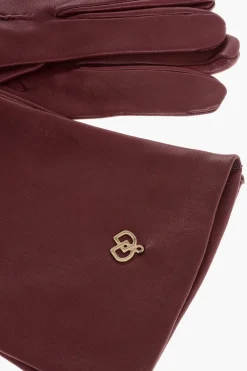Clearance Guanti Opera in Pelle a Tinta Unita con Dettaglio Dorato Donna Guanti