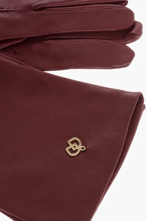 Clearance Guanti Opera in Pelle a Tinta Unita con Dettaglio Dorato Donna Guanti