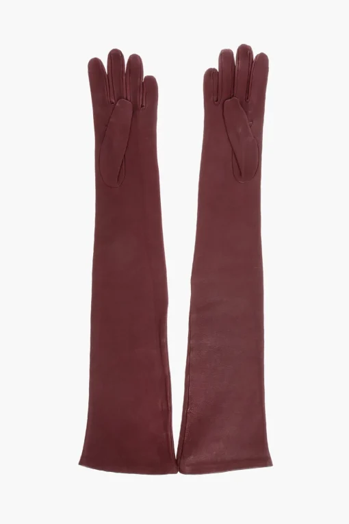 Clearance Guanti Opera in Pelle a Tinta Unita con Dettaglio Dorato Donna Guanti