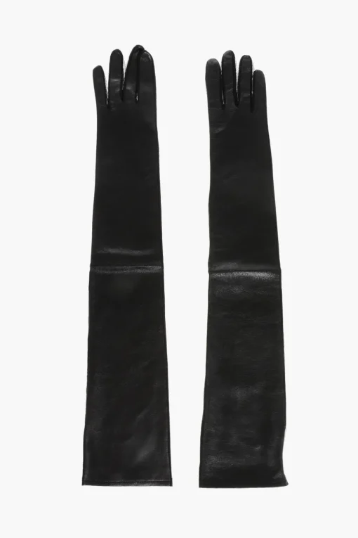 Online Guanti Opera in Pelle e Tulle a Tinta Unita Donna Guanti