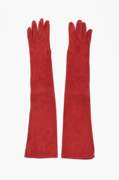 Online Guanti Opera in Pelle Scamosciata con Bottoni Donna Guanti