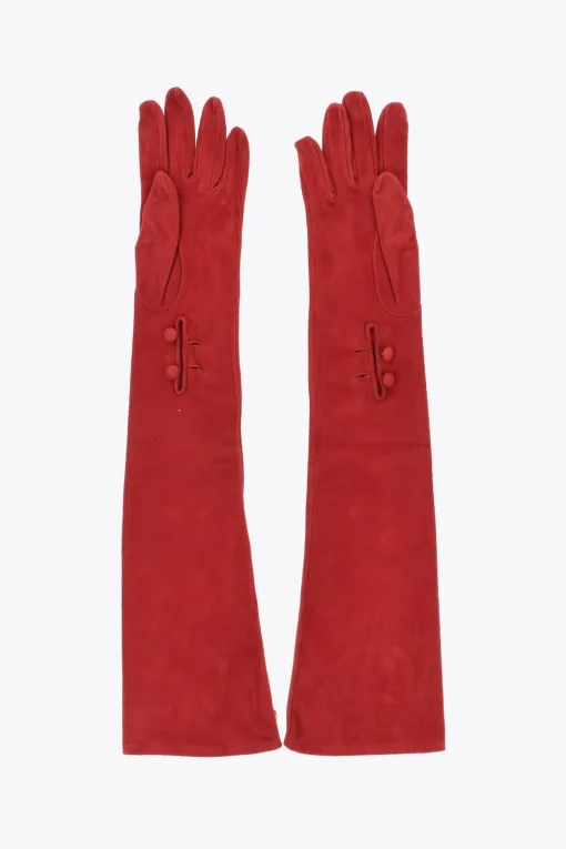 Online Guanti Opera in Pelle Scamosciata con Bottoni Donna Guanti