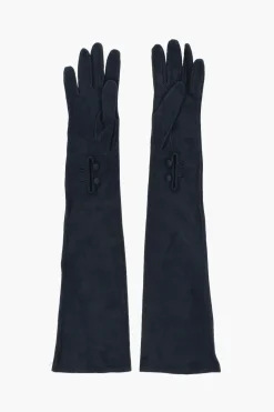 Outlet Guanti Opera in Pelle Scamosciata con Bottoni Donna Guanti