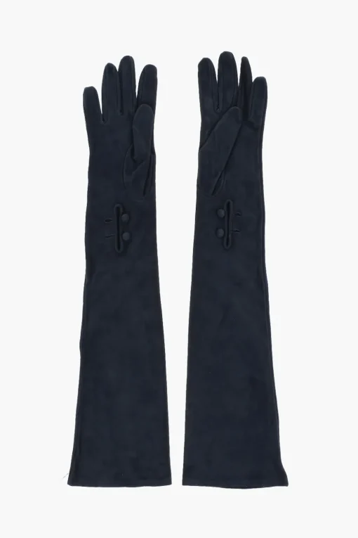 Outlet Guanti Opera in Pelle Scamosciata con Bottoni Donna Guanti