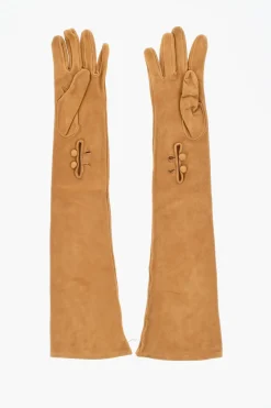 Guanti Opera in Pelle Scamosciata con Bottoni>Dsquared2 New