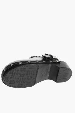 Discount HFD Clogs PESCURA MAYA in Pelle con Borchie e Interno in Ecopelliccia Tacco 5cm Donna Scarpe Con Tacco