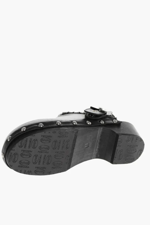 Discount HFD Clogs PESCURA MAYA in Pelle con Borchie e Interno in Ecopelliccia Tacco 5cm Donna Scarpe Con Tacco