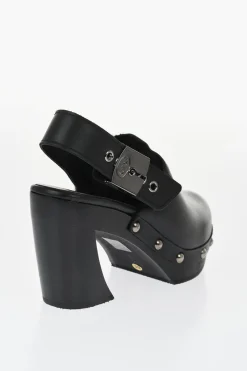 HFD Mules in Pelle con Borchie Effetto Argentato 10cm>Scholl Clearance