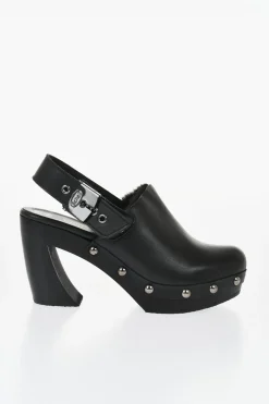 HFD Mules in Pelle con Borchie Effetto Argentato 10cm></noscript>Scholl Clearance