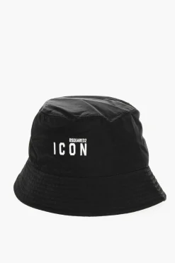 Outlet ICON Cappello Bucket in Nylon con Logo a Contrasto Uomo Cappelli