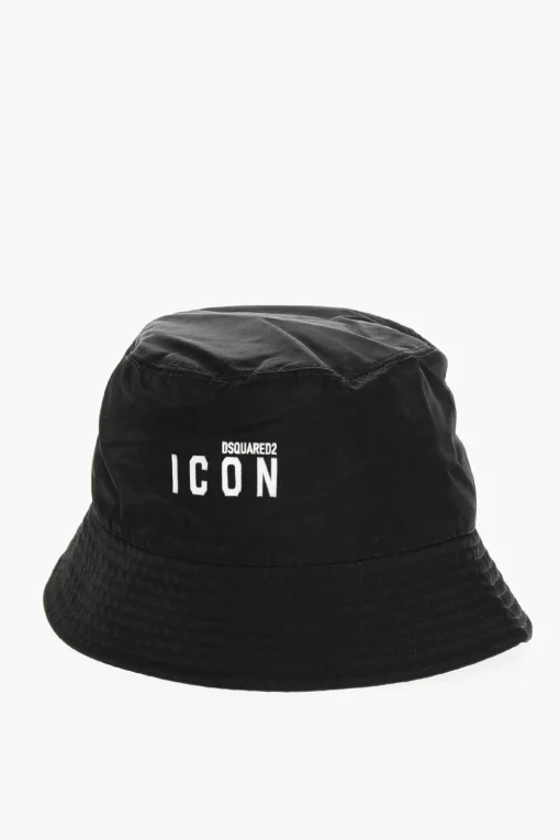 Outlet ICON Cappello Bucket in Nylon con Logo a Contrasto Uomo Cappelli