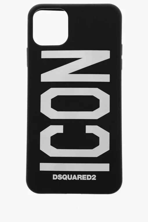 Fashion ICON Cover per Iphone 11 PRO MAX in Tinta Unita con Logo a Contrasto Uomo Accessori Hi-Tech