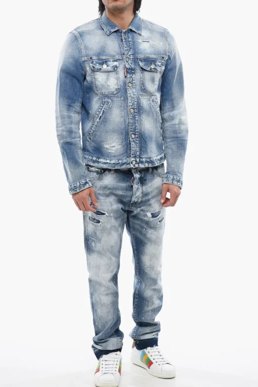 Discount ICON Giubbotto in Denim Distressed Uomo Giubbotti