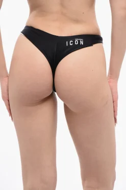 ICON Slip Bikini in Tinta Unita con Logo a Contrasto>Dsquared2 Best