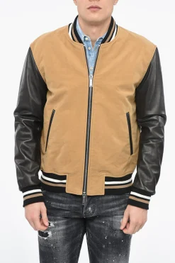Hot ICON Varsity Bomber con Maniche in Pelle Uomo Giubbotti