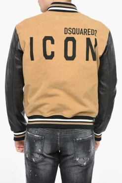 Hot ICON Varsity Bomber con Maniche in Pelle Uomo Giubbotti