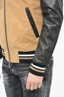Hot ICON Varsity Bomber con Maniche in Pelle Uomo Giubbotti