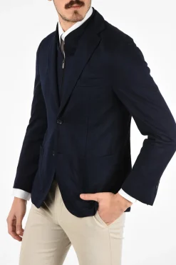 Best ID Blazer in Lino con Pettorina Removibile e Revers Classico Uomo Giacche