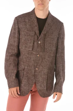 ID Blazer Sahariano IDENTITY in Lino con Revers Classico>Corneliani New