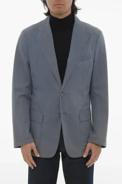 Online ID Blazer Semifoderato in Cotone con Tasche a Toppa Uomo Giacche