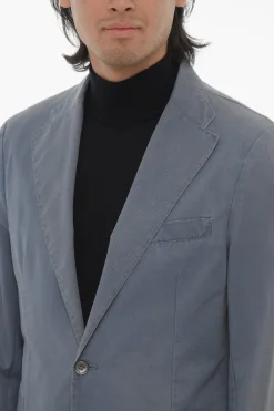 Online ID Blazer Semifoderato in Cotone con Tasche a Toppa Uomo Giacche