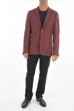 Sale ID Blazer Sfoderato con Motivo Micro Check Uomo Giacche