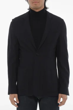 Best ID Blazer Sfoderato in Misto Lana con Tasche a Toppa Uomo Giacche