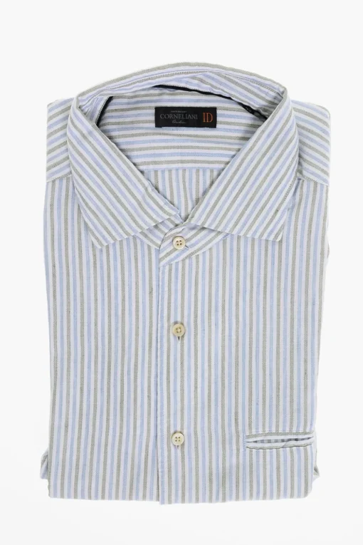 Sale ID Camicia in Cotone a Righe Awning con Taschino Uomo Camicie