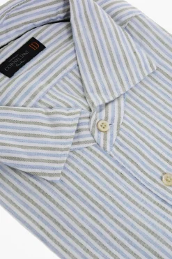 Sale ID Camicia in Cotone a Righe Awning con Taschino Uomo Camicie