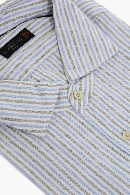 Sale ID Camicia in Cotone a Righe Awning con Taschino Uomo Camicie