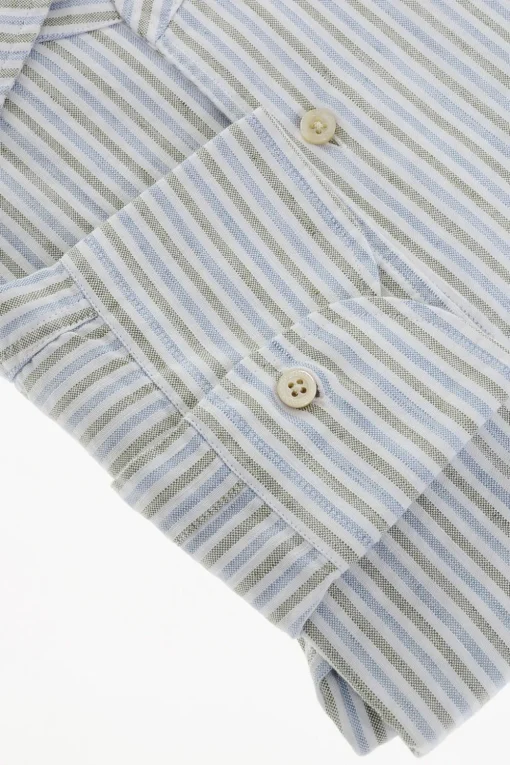 Sale ID Camicia in Cotone a Righe Awning con Taschino Uomo Camicie