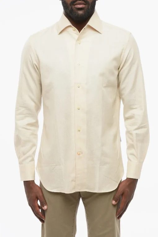 ID Camicia in Cotone con Motivo Pied de Poule>Corneliani Hot