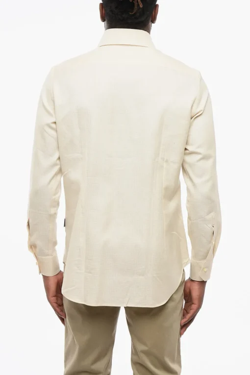 ID Camicia in Cotone con Motivo Pied de Poule>Corneliani Hot