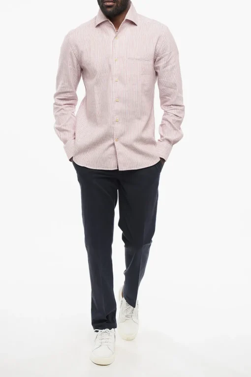 ID Camicia in Cotone con Motivo a Righe Balanced>Corneliani Best