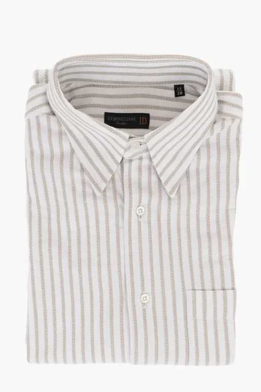 ID Camicia in Cotone Jacquard con Taschino a Toppa>Corneliani Discount