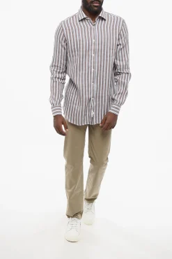 ID Camicia in Misto Lino con Motivo a Righe Balanced></noscript>Corneliani Clearance