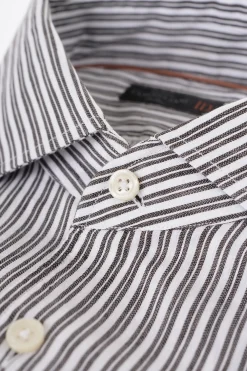 ID Camicia in Misto Lino con Motivo a Righe Balanced>Corneliani Fashion