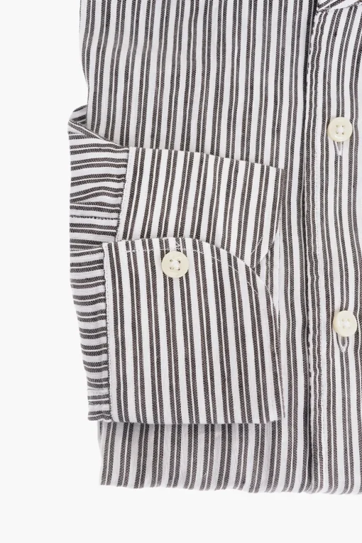 ID Camicia in Misto Lino con Motivo a Righe Balanced>Corneliani Fashion