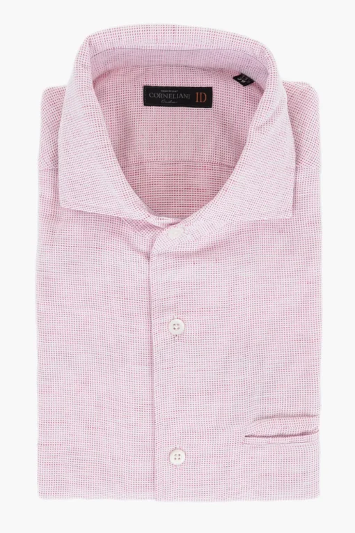 ID Camicia in Misto Lino Micro Pin Check>Corneliani Best