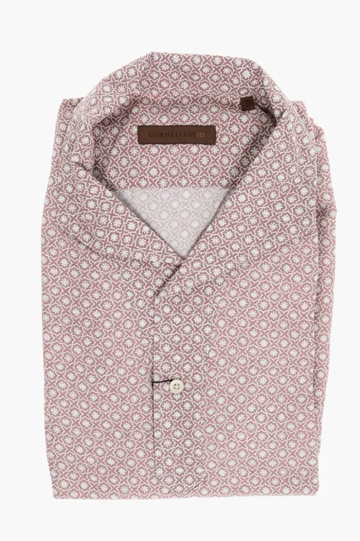 New ID Camicia in Seta con Motivo Floreale Uomo Camicie