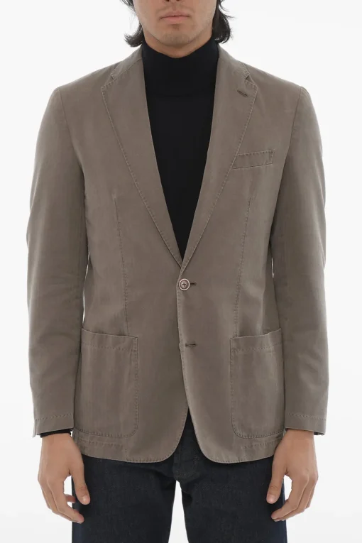 Outlet ID Giacca a 2 Bottoni Motivo Herringbone Sfoderata Uomo Giacche