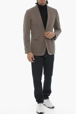 Outlet ID Giacca a 2 Bottoni Motivo Herringbone Sfoderata Uomo Giacche