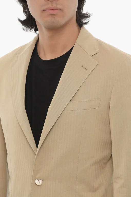 ID Giacca in Cotone e Seta Herringbone Sfoderata>Corneliani Online