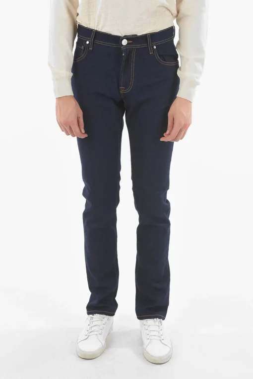 Clearance ID Jeans 5 Tasche Slim Fit con Cuciture a Vista Uomo Jeans