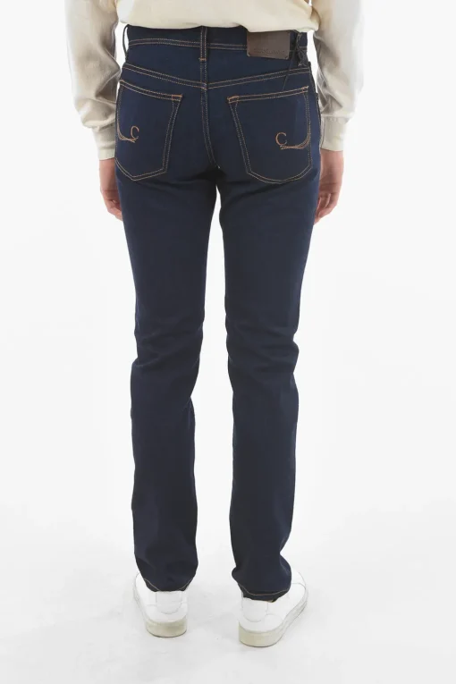 Clearance ID Jeans 5 Tasche Slim Fit con Cuciture a Vista Uomo Jeans