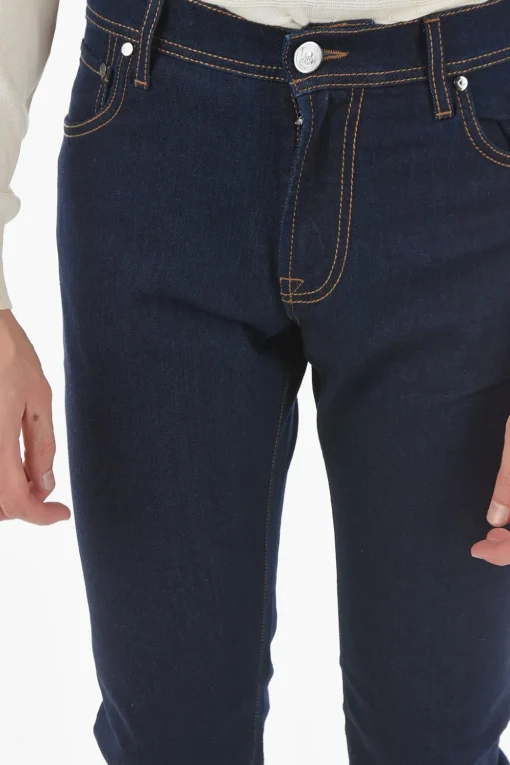 Clearance ID Jeans 5 Tasche Slim Fit con Cuciture a Vista Uomo Jeans