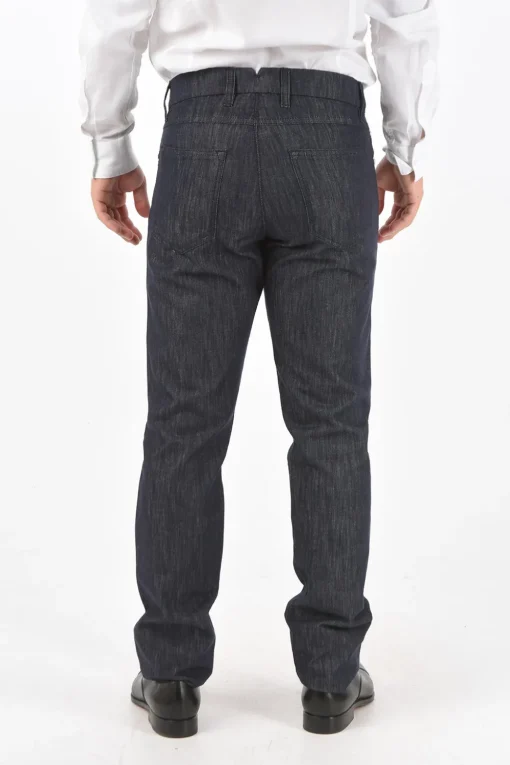 New ID Jeans a 5 Tasche in Cotone e Seta Uomo Jeans